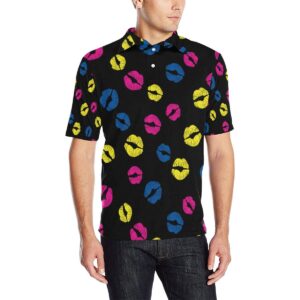 Lip Neon Color Pattern Print Design 01 Men Polo Shirt