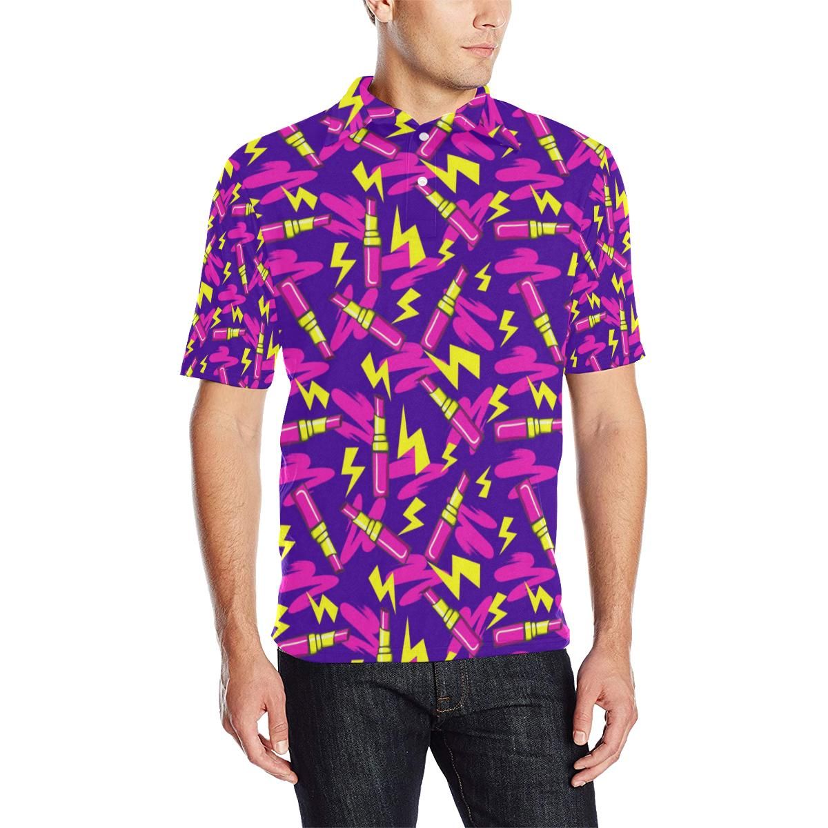 Lipstick Pattern Print Design Lt04 Men Polo Shirt Lipstick Pattern Print Design Lt04 Men Polo Shirt