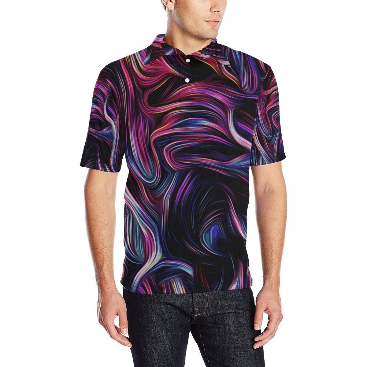 Liquid Pattern Print Design 01 Men Polo Shirt Liquid Pattern Print Design 01 Men Polo Shirt