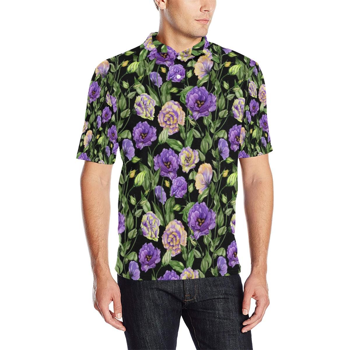 Lisianthus Pattern Print Design Lt02 Men Polo Shirt Lisianthus Pattern Print Design Lt02 Men Polo Shirt