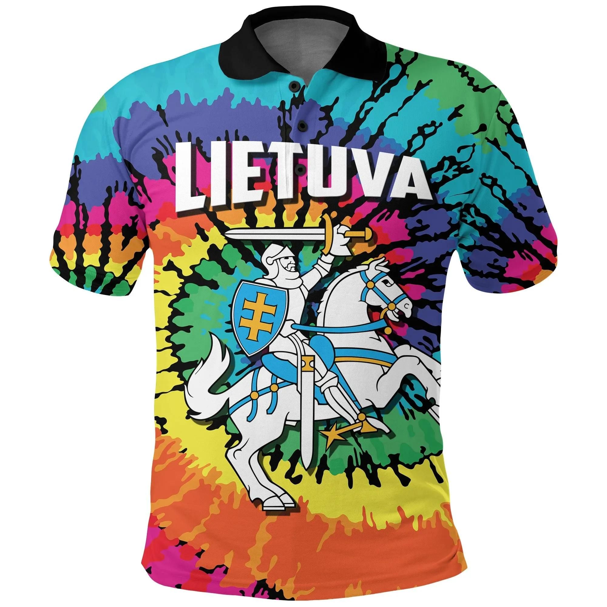Lithuania Polo Shirt Tie Dye K4 Lithuania Polo Shirt Tie Dye K4