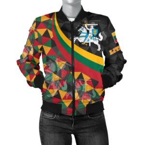 Lithuania Women's Bomber Jacket - Lithuania Coat Of Arms with Flag Color - BN18 Bomber Jacket