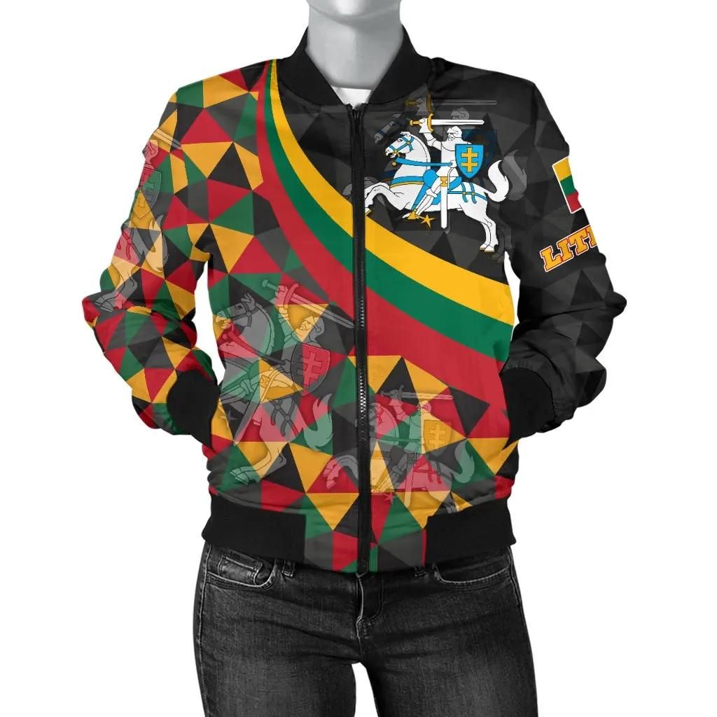 Lithuania Women's Bomber Jacket - Lithuania Coat Of Arms with Flag Color - BN18 Bomber Jacket Lithuania Women's Bomber Jacket - Lithuania Coat Of Arms with Flag Color - BN18 Bomber Jacket