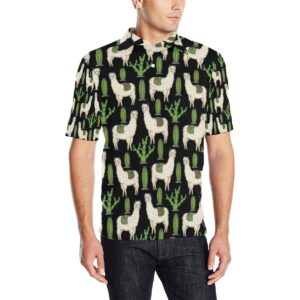 Llama Cactus Pattern Print Design 011 Men Polo Shirt
