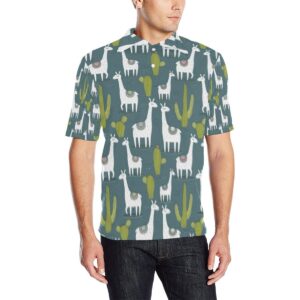 Llama Cactus Pattern Print Design 03 Men Polo Shirt