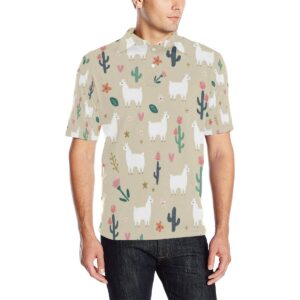 Llama Cactus Pattern Print Design 09 Men Polo Shirt