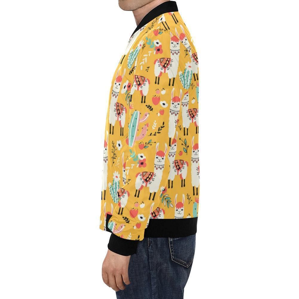 Llama-Cactus-Pattern-Print-Mens-Bomber-Jacket-2
