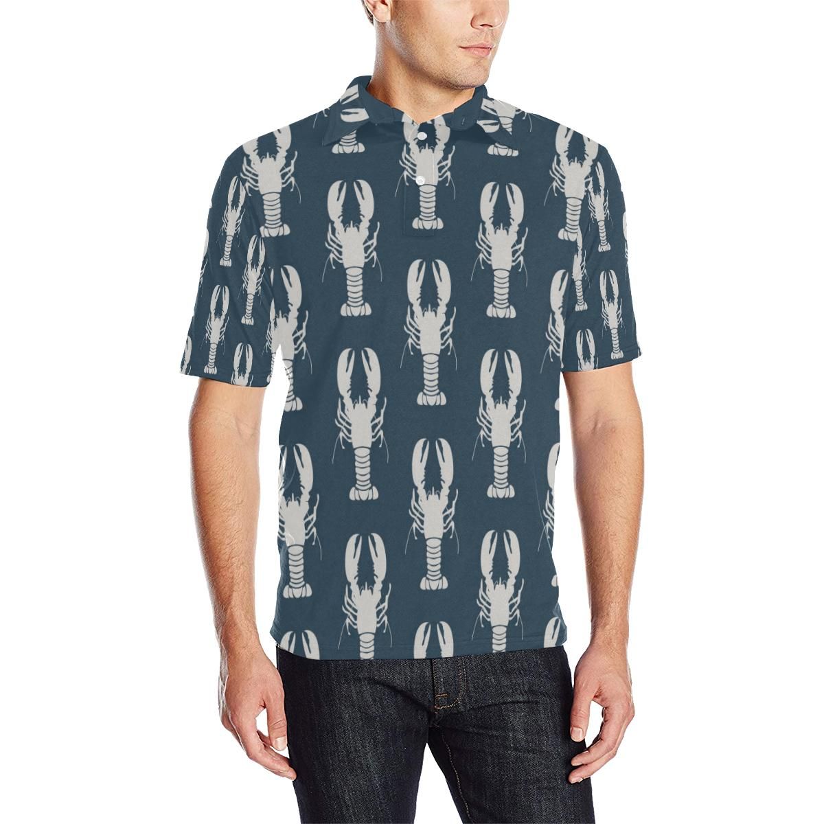 Lobster Pattern Print Design 02 Men Polo Shirt Lobster Pattern Print Design 02 Men Polo Shirt