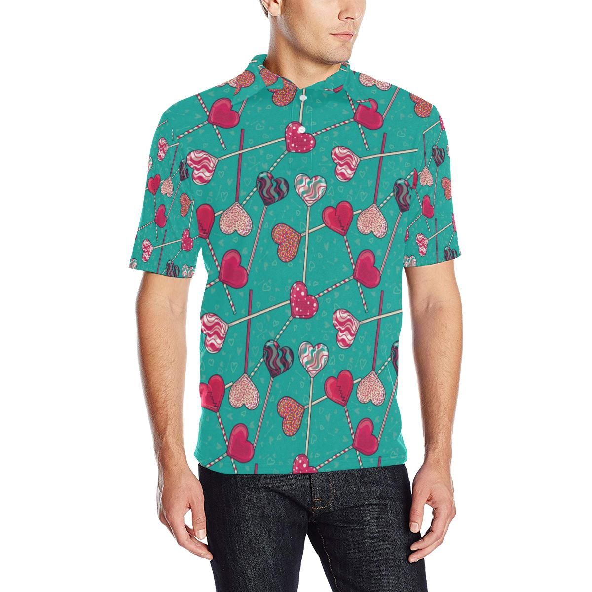 Lollipop Pattern Print Design Ll01 Men Polo Shirt Lollipop Pattern Print Design Ll01 Men Polo Shirt