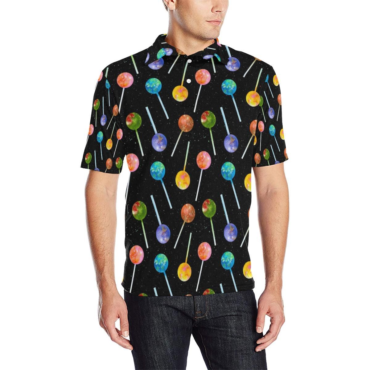 Lollipop Pattern Print Design Ll04 Men Polo Shirt Lollipop Pattern Print Design Ll04 Men Polo Shirt