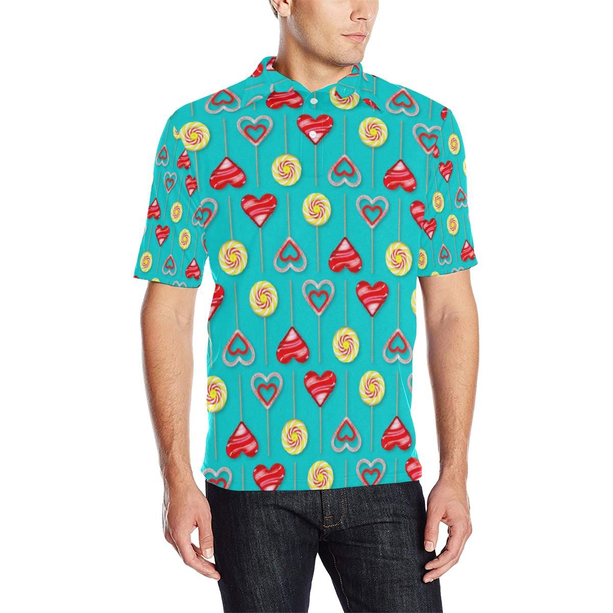 Lollipop Pattern Print Design Ll06 Men Polo Shirt Lollipop Pattern Print Design Ll06 Men Polo Shirt