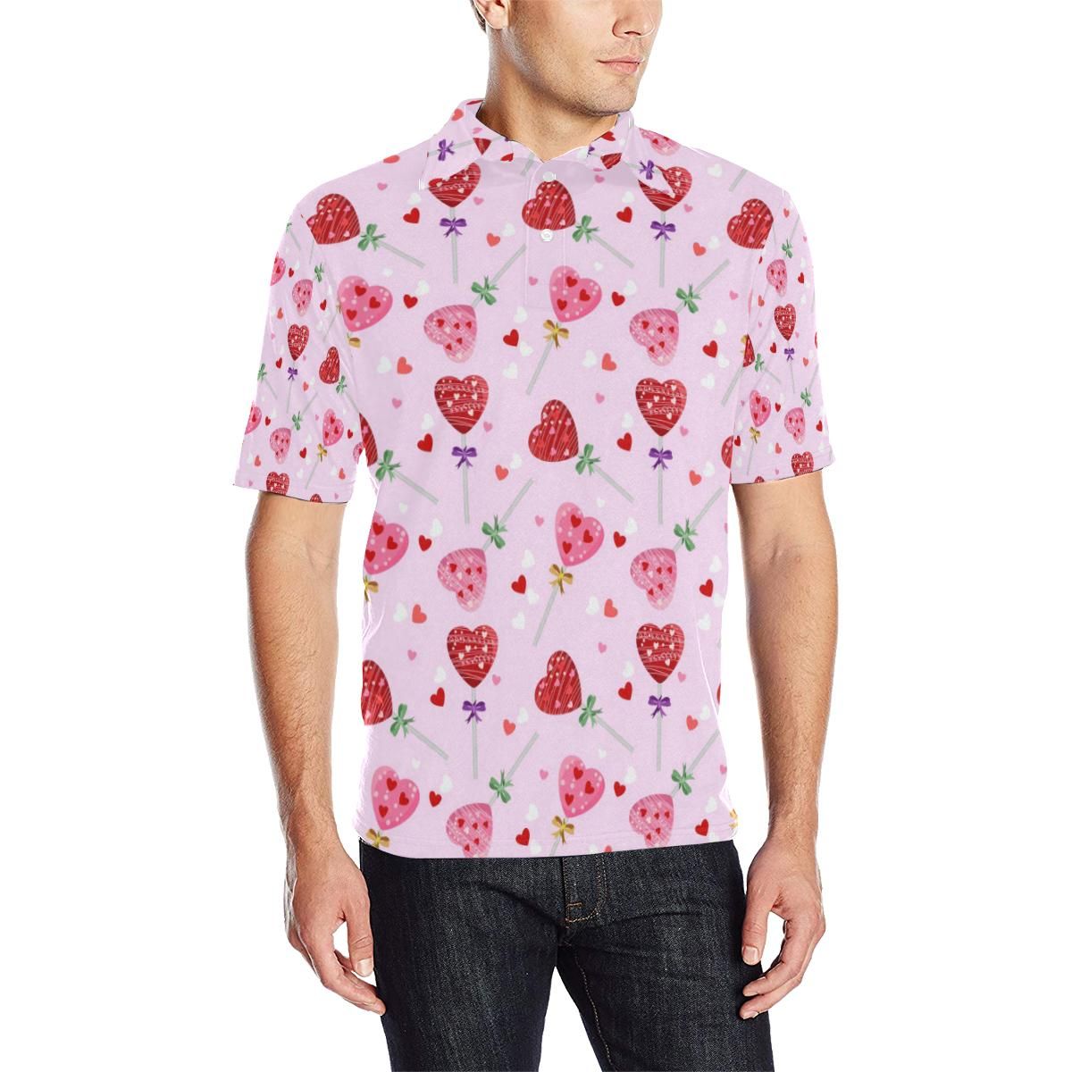 Lollipop Pattern Print Design Ll07 Men Polo Shirt Lollipop Pattern Print Design Ll07 Men Polo Shirt