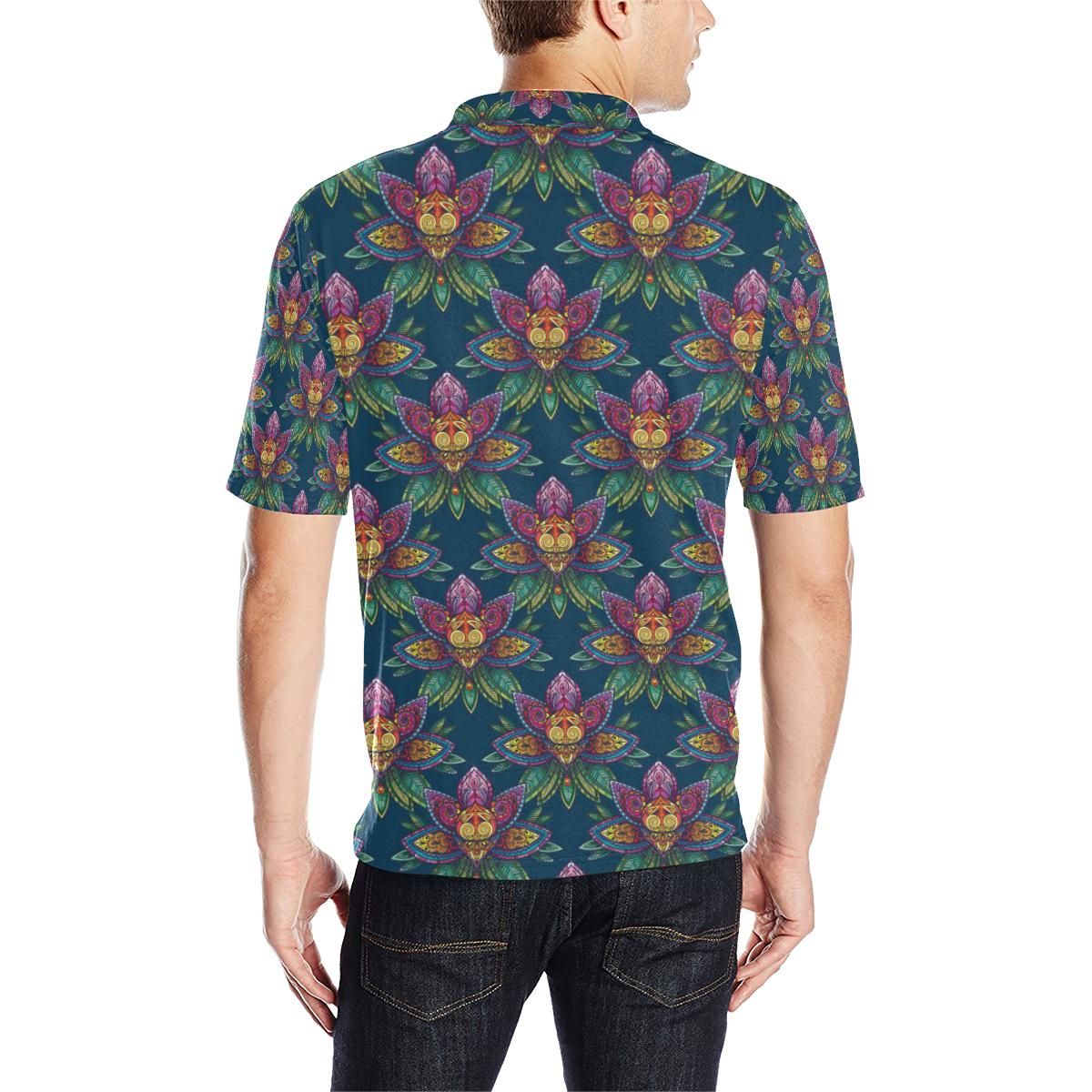 Lotus Boho Pattern Print Design Lo04 Men Polo Shirt Lotus Boho Pattern Print Design Lo04 Men Polo Shirt