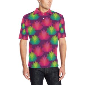 Lotus Pattern Print Design 02 Men Polo Shirt