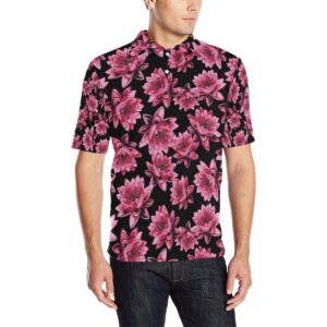 Lotus Pattern Print Design 03 Men Polo Shirt
