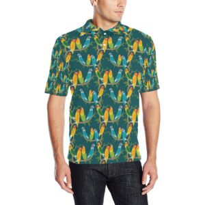 Lovebird Pattern Print Design 02 Men Polo Shirt