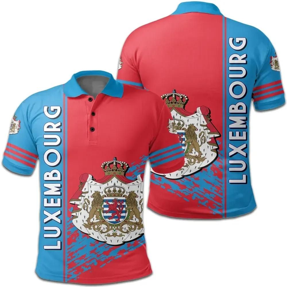 Luxembourg Coat Of Arms Polo Shirt Quarter Style J7 Luxembourg Coat Of Arms Polo Shirt Quarter Style J7