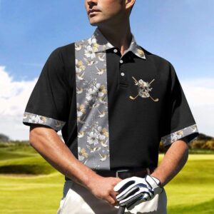 Luxury Golden Skull Golf Polo Shirt