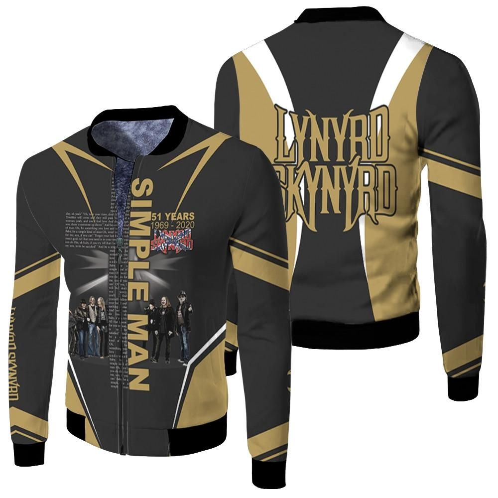 Lynyrd Skynyrd 51 Years Simple Man Lyric Studio Album 3D Designed Allover Gift For Lynyrd Skynyrd Fans Bomber Jacket Lynyrd Skynyrd 51 Years Simple Man Lyric Studio Album 3D Designed Allover Gift For Lynyrd Skynyrd Fans Bomber Jacket