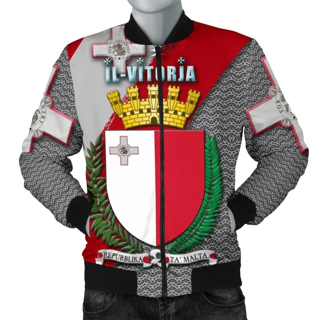 MALTA IL-VITORJA Men's Bomber Jacket - Malta Coat Of Arm - BN21 Bomber Jacket MALTA IL-VITORJA Men's Bomber Jacket - Malta Coat Of Arm - BN21 Bomber Jacket