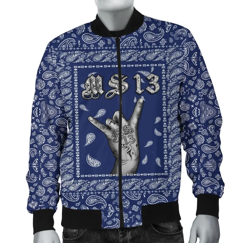 MS-13 Bomber Jacket Blue Bandana A31 Bomber Jacket MS-13 Bomber Jacket Blue Bandana A31 Bomber Jacket