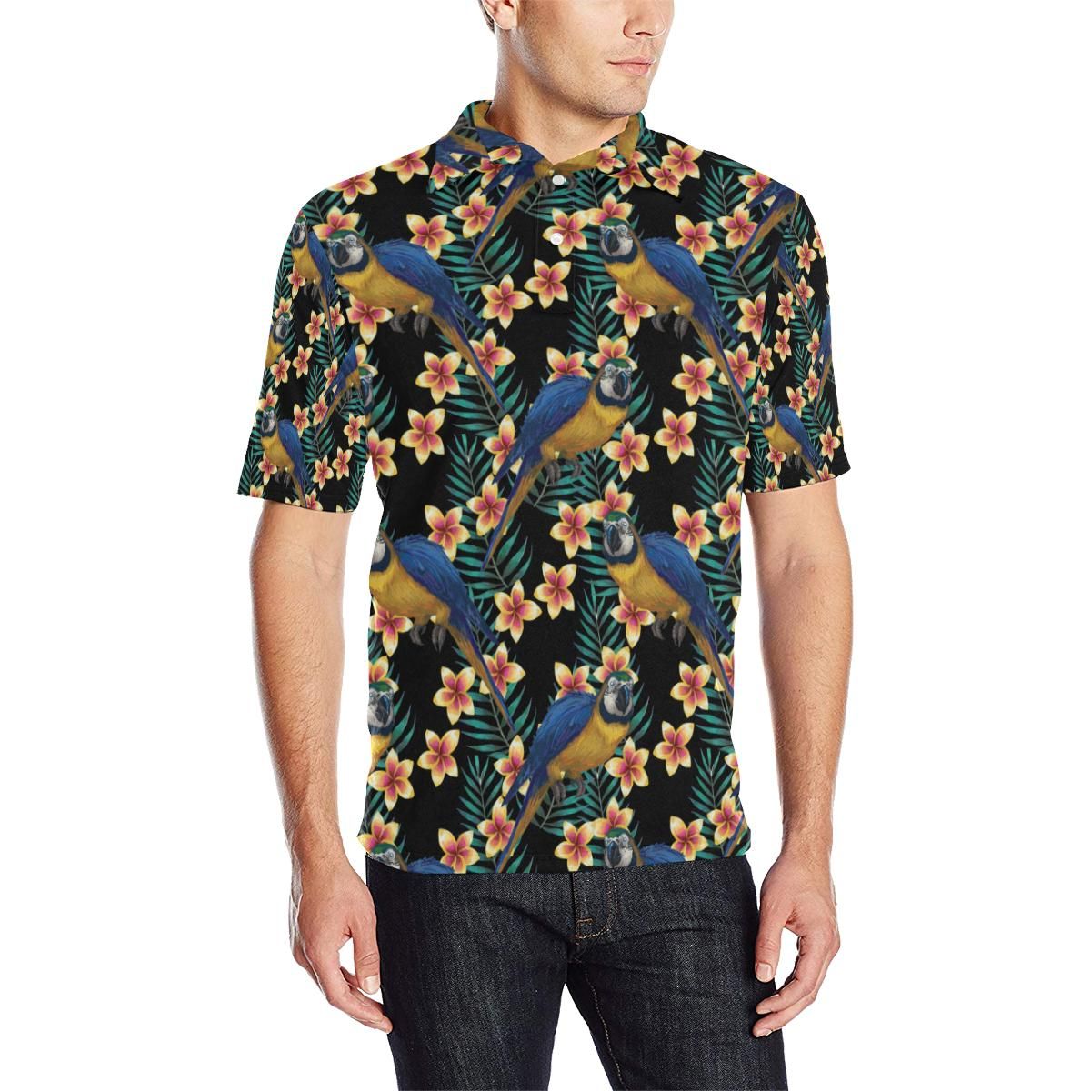 Macaw Pattern Print Design 01 Men Polo Shirt Macaw Pattern Print Design 01 Men Polo Shirt