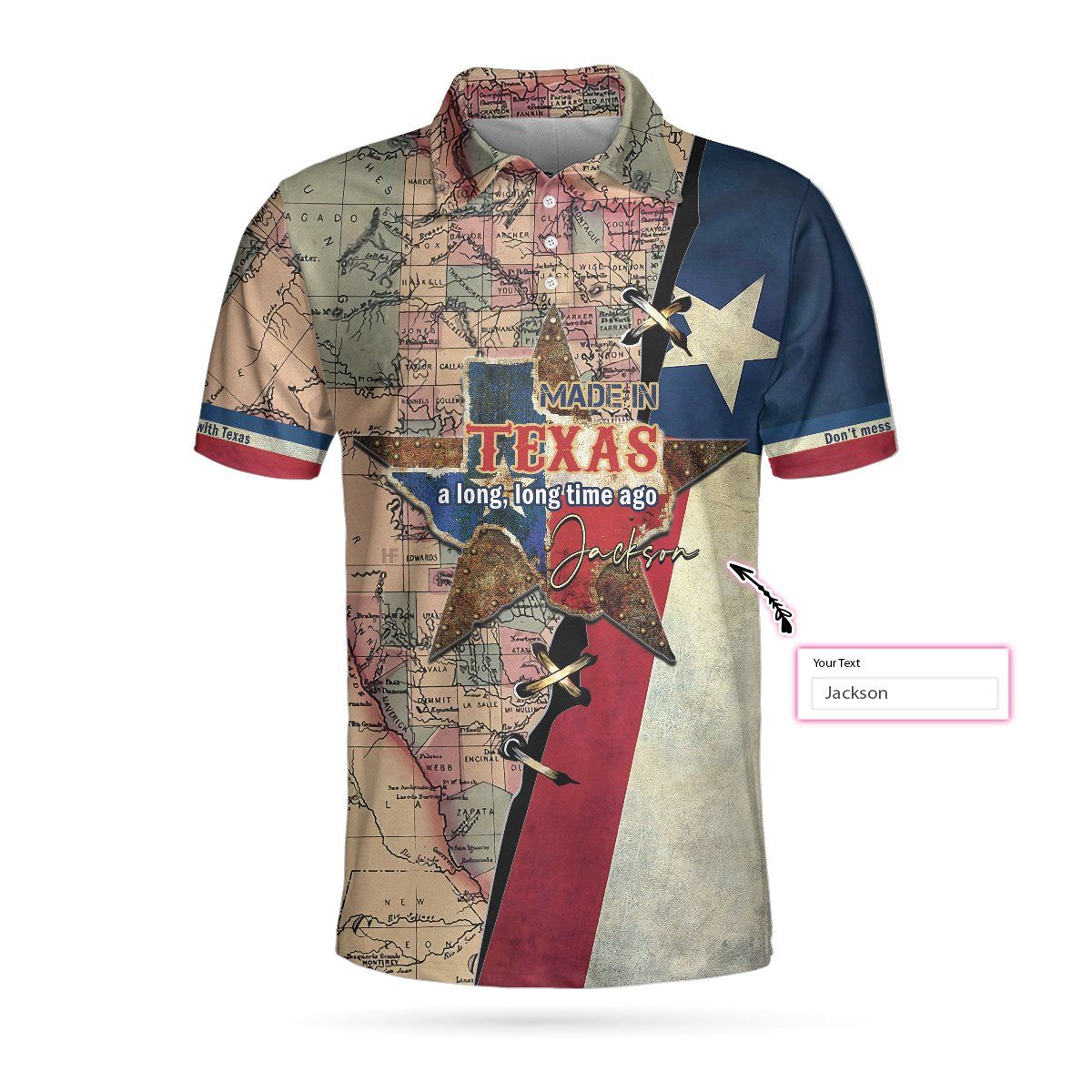 Made In Texas 3D All Over Printed Polo Shirt Made In Texas 3D All Over Printed Polo Shirt