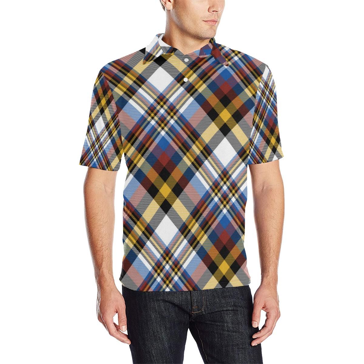 Madras Pattern Print Design 01 Men Polo Shirt Madras Pattern Print Design 01 Men Polo Shirt