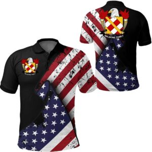 Malbone USA Polo Shirt - Special Grunge Flag - American Family Crest A7
