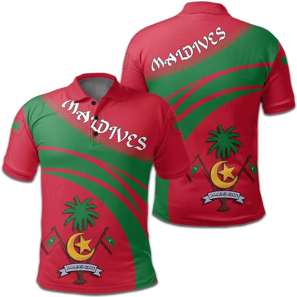 Maldives Coat Of Arms Polo Shirt Cricket Style J5W Maldives Coat Of Arms Polo Shirt Cricket Style J5W