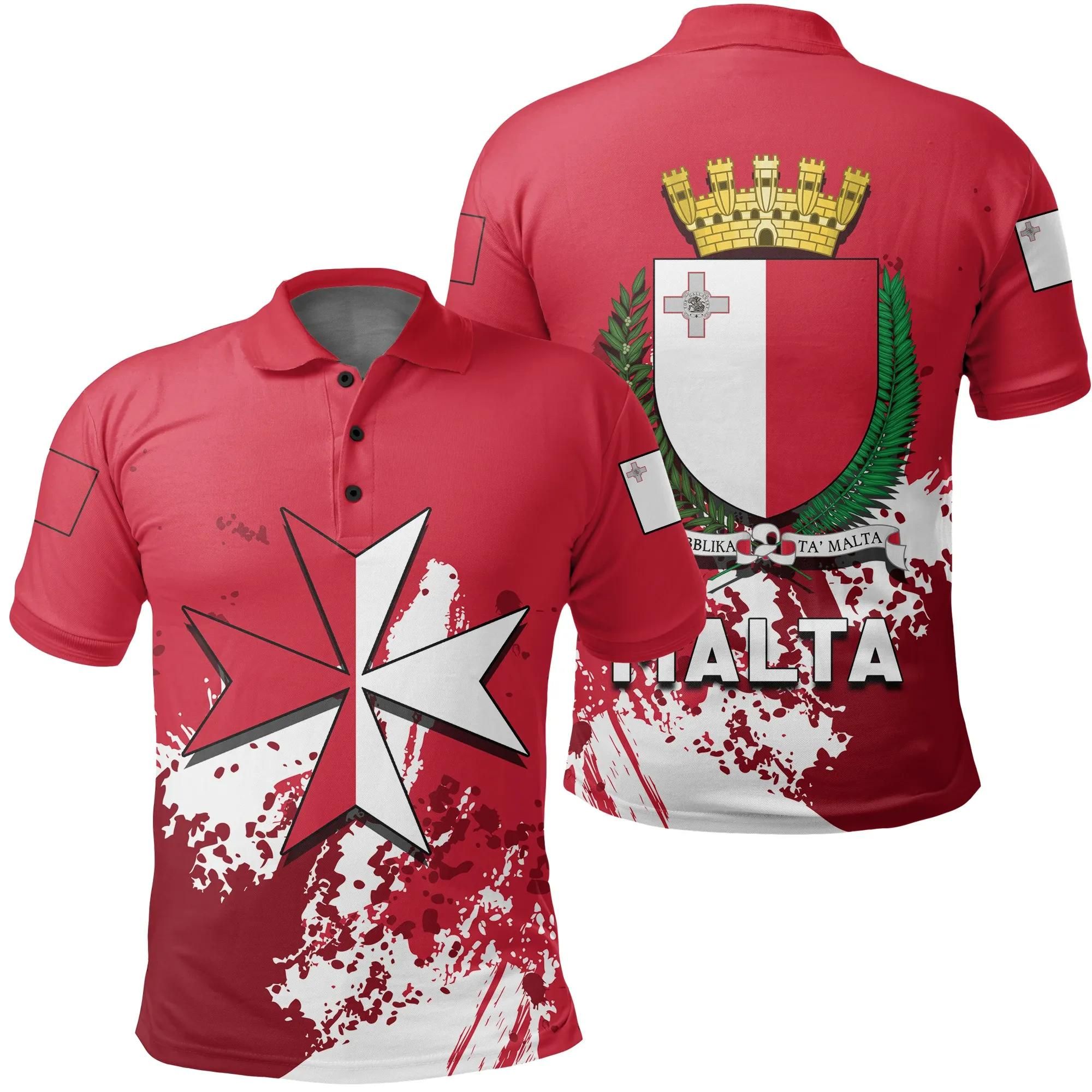 Malta Coat Of Arms Polo Shirt Spaint Style J8W Malta Coat Of Arms Polo Shirt Spaint Style J8W