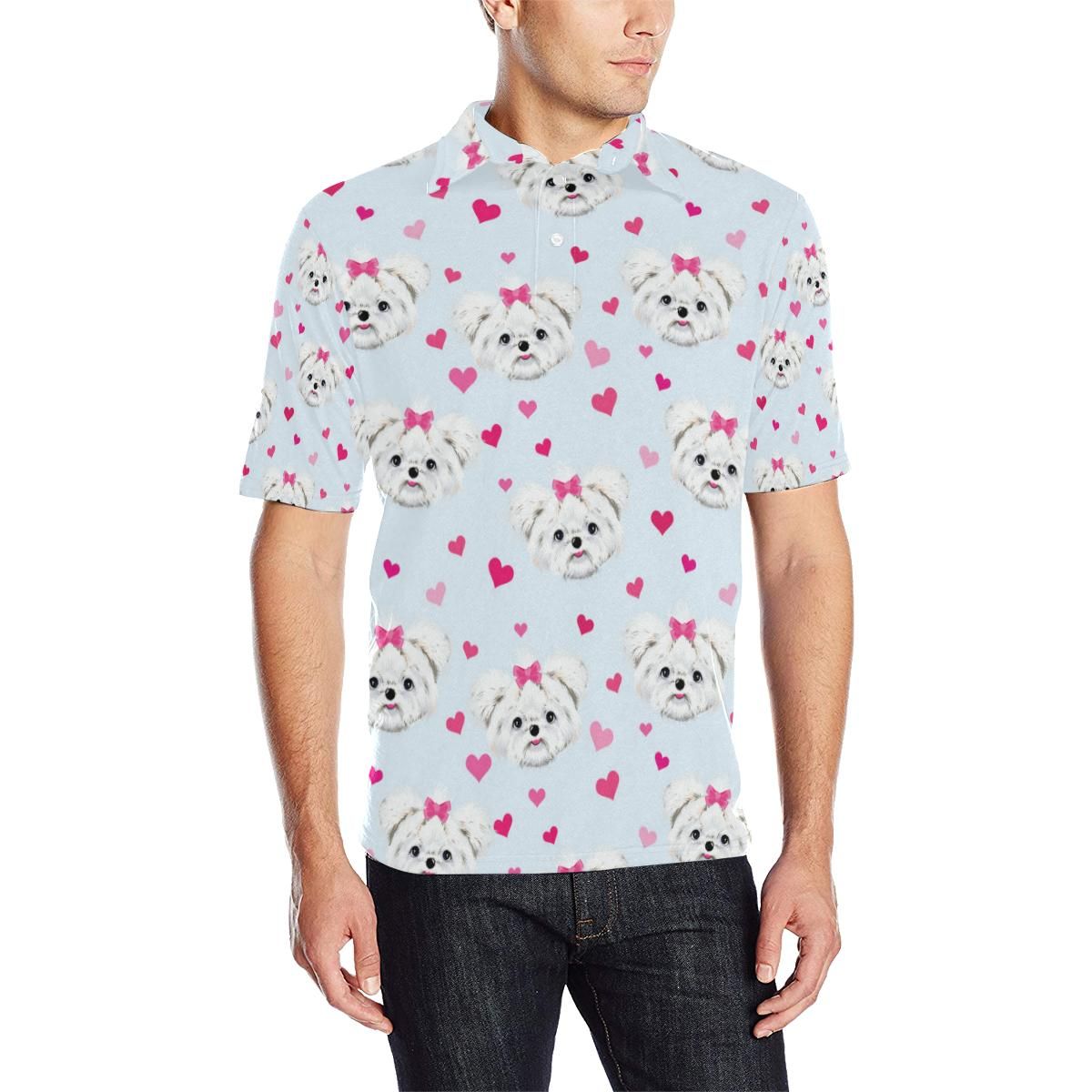 Maltese Pattern Print Design 03 Men Polo Shirt Maltese Pattern Print Design 03 Men Polo Shirt
