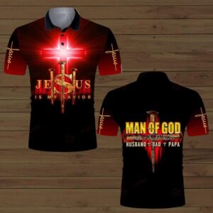 Man Of God Husband Dad Papa Jesus Polo Shirt
