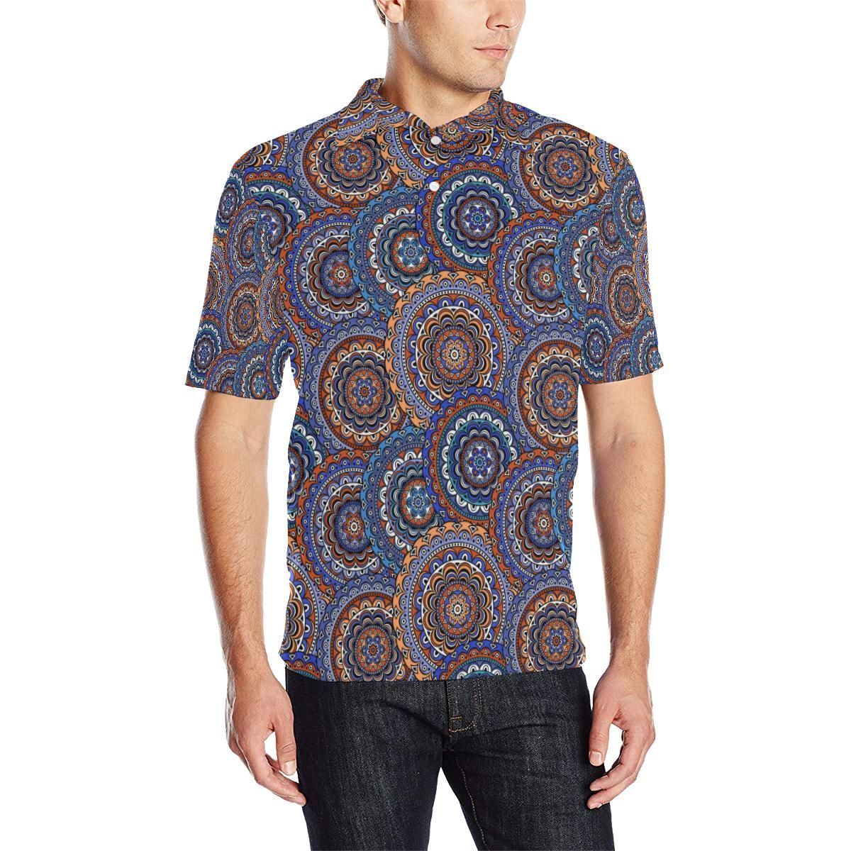 Mandala Boho Chic Design Print Men Polo Shirt Mandala Boho Chic Design Print Men Polo Shirt