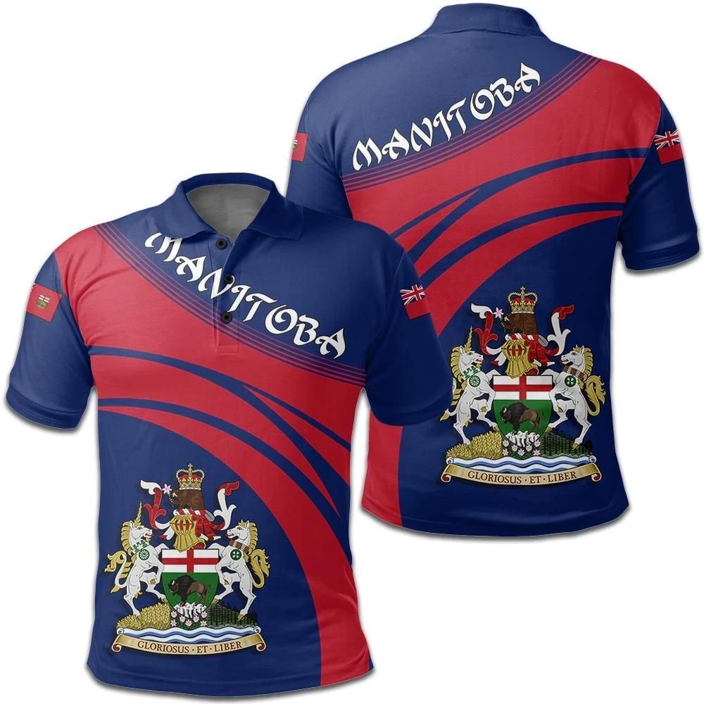 Manitoba Coat Of Arms Polo Shirt Cricket Style J5W Manitoba Coat Of Arms Polo Shirt Cricket Style J5W