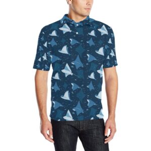 Manta Ray Pattern Print Design 02 Men Polo Shirt