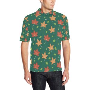 Maple Leaf Pattern Print Design 04 Men Polo Shirt