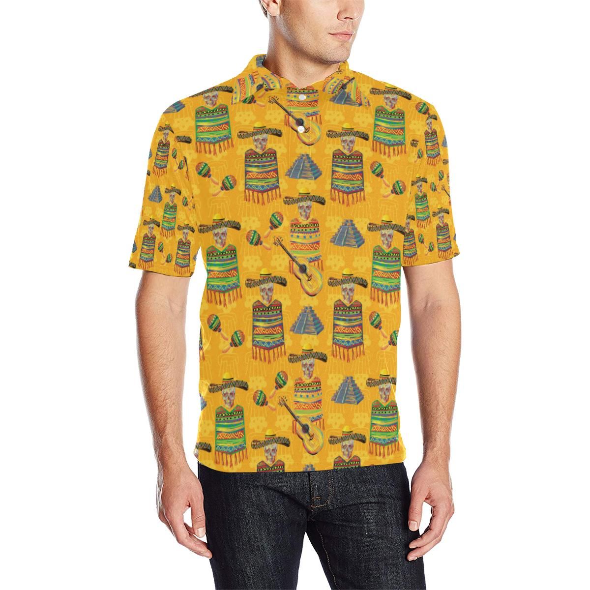 Maracas Mexican Style Pattern Print Design 02 Men Polo Shirt Maracas Mexican Style Pattern Print Design 02 Men Polo Shirt