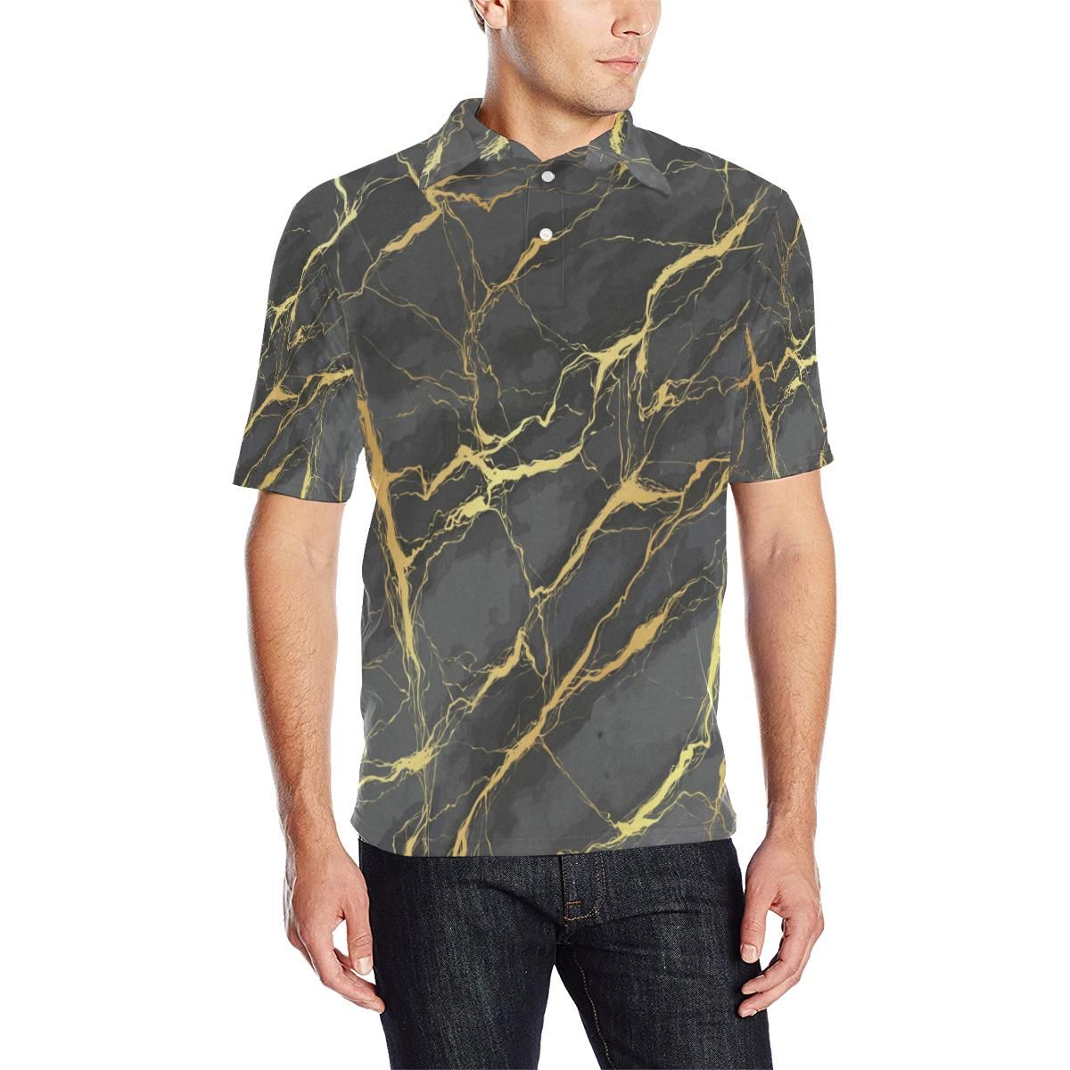 Marble Pattern Print Design 02 Men Polo Shirt Marble Pattern Print Design 02 Men Polo Shirt