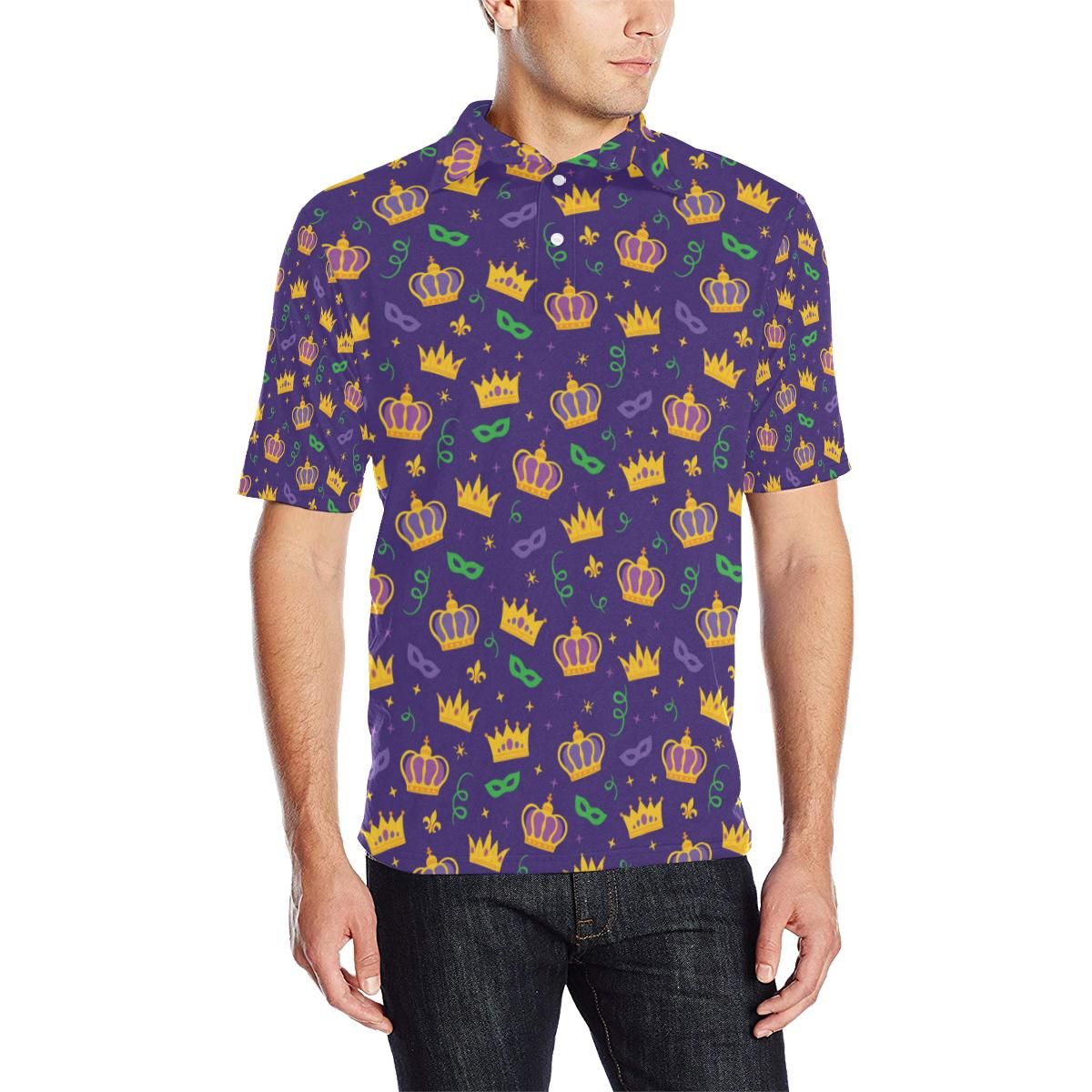 Mardi Gras Pattern Print Design 03 Men Polo Shirt Mardi Gras Pattern Print Design 03 Men Polo Shirt
