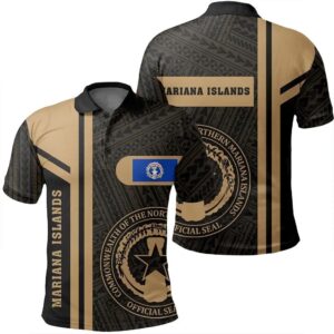 Mariana Islands Gold Polo Shirt- Boba Style - AH - J14