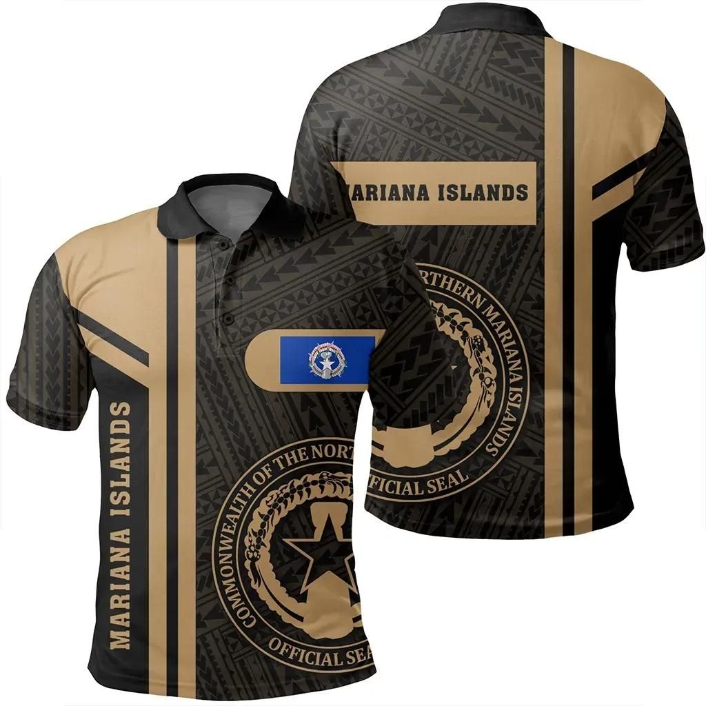 Mariana Islands Gold Polo Shirt- Boba Style - AH - J14 Mariana Islands Gold Polo Shirt- Boba Style - AH - J14