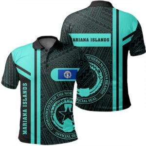 Mariana Islands Turquoise Polo Shirt- Boba Style - AH - J14