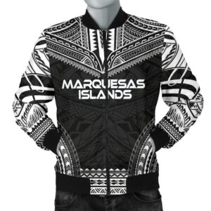 Marquesas Islands Polynesian Chief Men's Bomber Jacket - Black Version - Bn10 Bomber Jacket