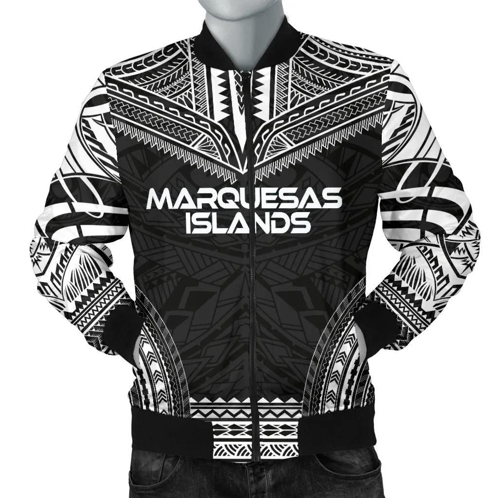 Marquesas Islands Polynesian Chief Men's Bomber Jacket - Black Version - Bn10 Bomber Jacket Marquesas Islands Polynesian Chief Men's Bomber Jacket - Black Version - Bn10 Bomber Jacket