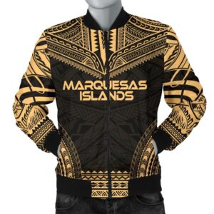 Marquesas Islands Polynesian Chief Men's Bomber Jacket - Gold Version - Bn10 Bomber Jacket
