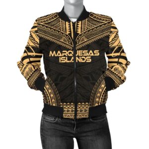 Marquesas Islands Polynesian Chief Women'S Bomber Jacket - Gold Version - Bn10 Bomber Jacket