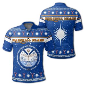 Marshall Islands Coat Of Arms - Polo Shirt - Blue - Christmas Style - J092