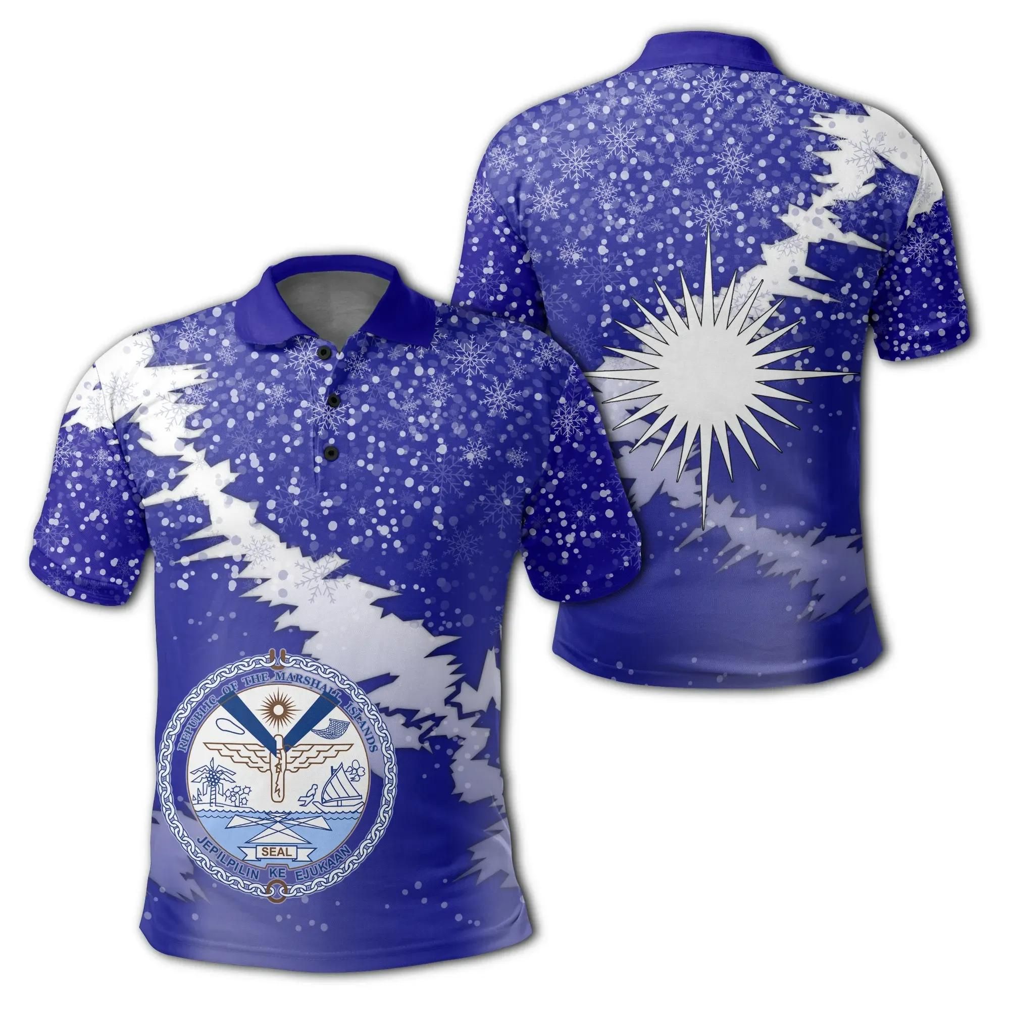 Marshall Islands Coat Of Arms - Polo Shirt - Blue - X Style - J82 Marshall Islands Coat Of Arms - Polo Shirt - Blue - X Style - J82