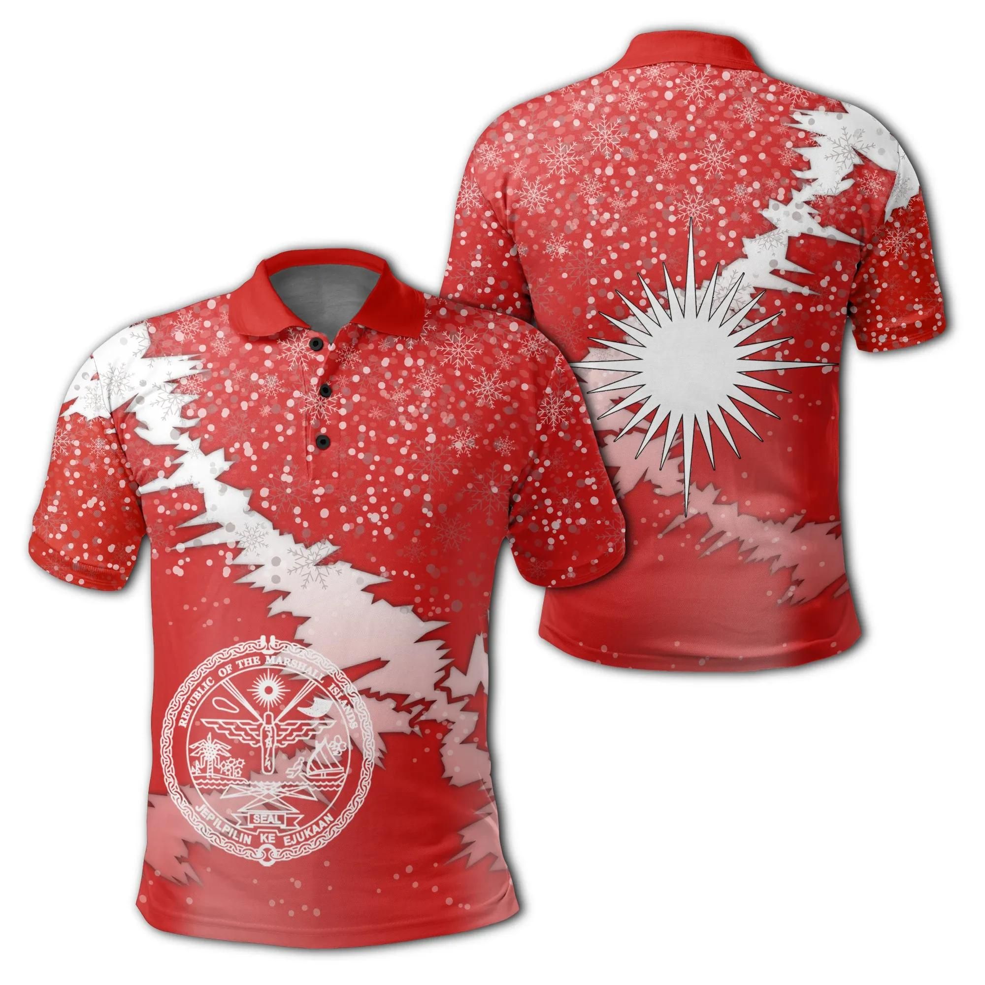 Marshall Islands Coat Of Arms - Polo Shirt - Red - X Style - J82 Marshall Islands Coat Of Arms - Polo Shirt - Red - X Style - J82